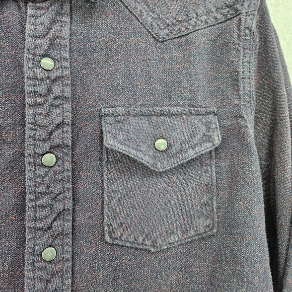 Roebuck & Co Men's Medium Button Down Western Shirt Pearl Snap Cotton Blue Red - Picture 2 of 7